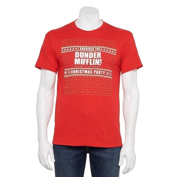 Men's T-Shirt Dunder Mifflin Christmas The Office NWT - Picture 1 of 1
